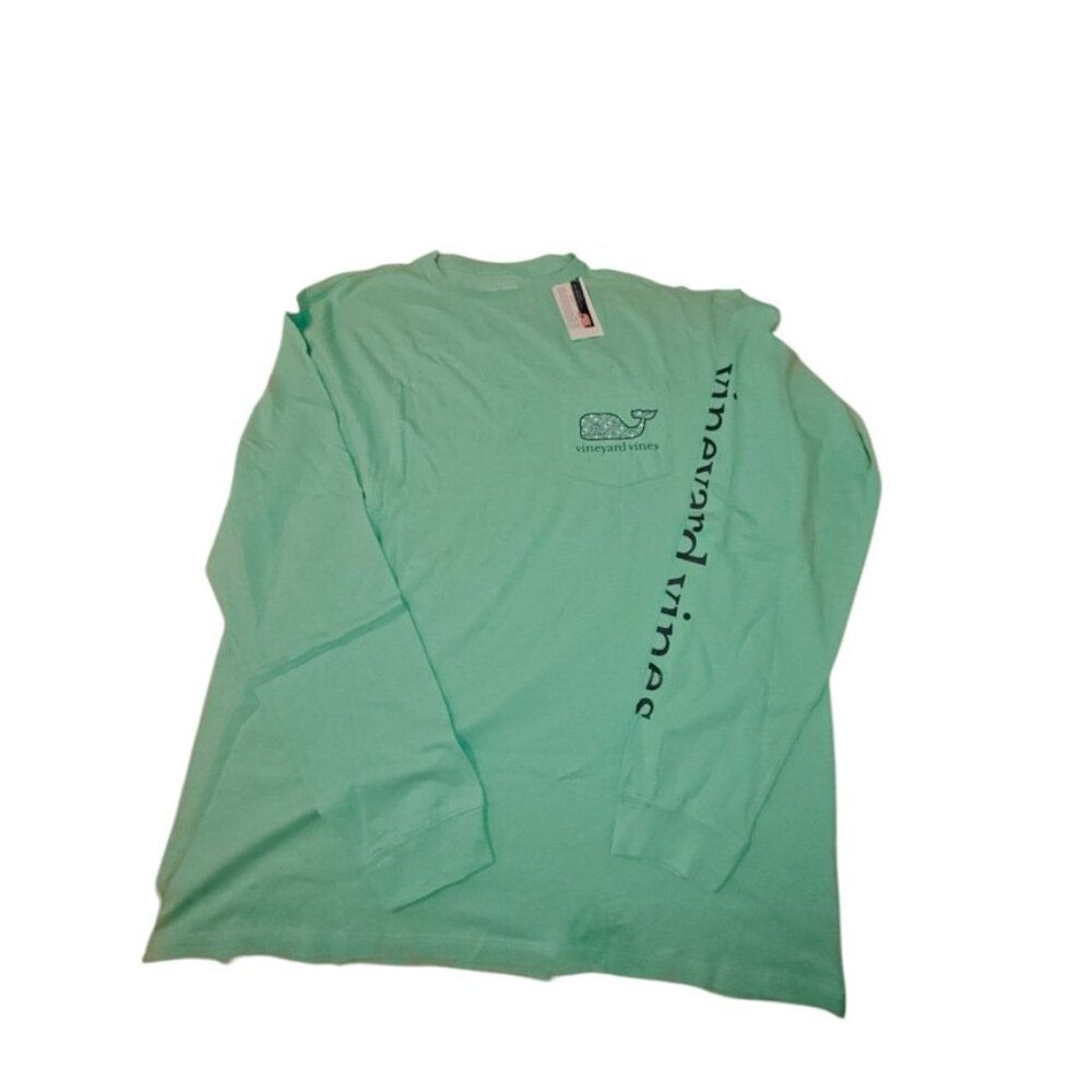 Vineyard Vines Men's Long Sleeve Green Large T Shirt Golf Graphic Pocket New Tag